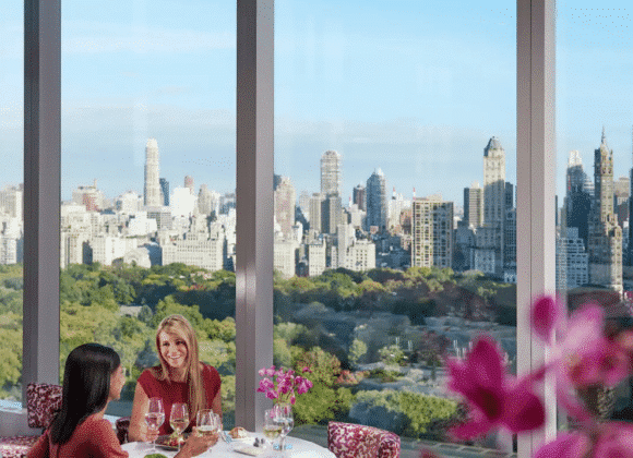 Experience fine dining with stunning city views at Mandarin Oriental, available with Natlaupa.